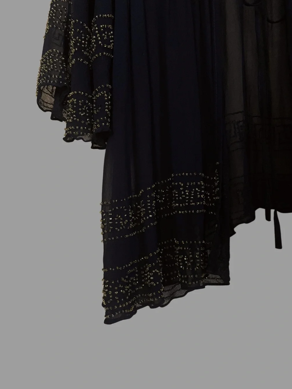 VICTORIA’S SECRET Sheer Black & Gold Beaded Flowy Kimono Cover Up Robe